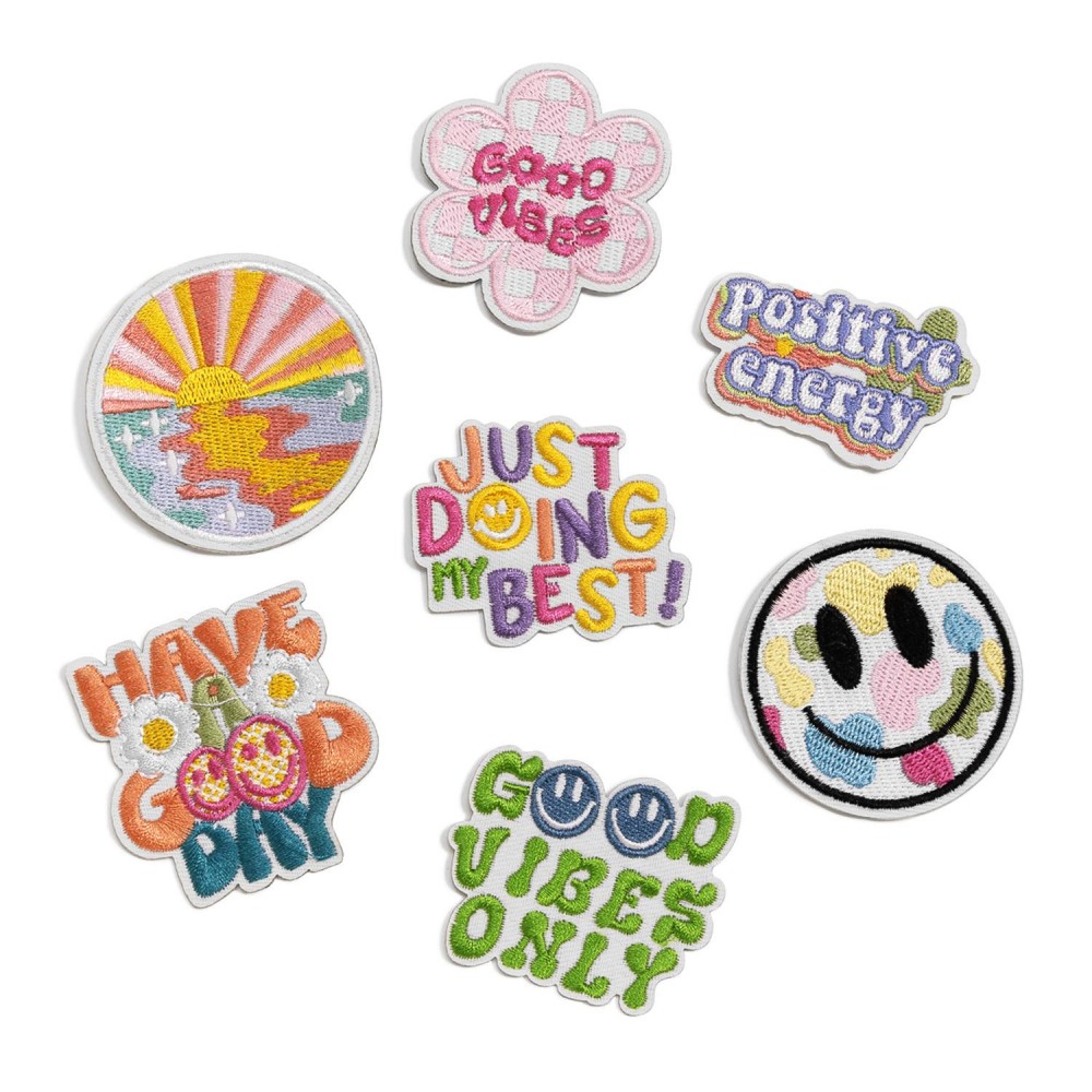 Embroidered 'Good Vibes Only' Patch - Approximately 2.25"L - Iron-On / Sew-On Application view 4