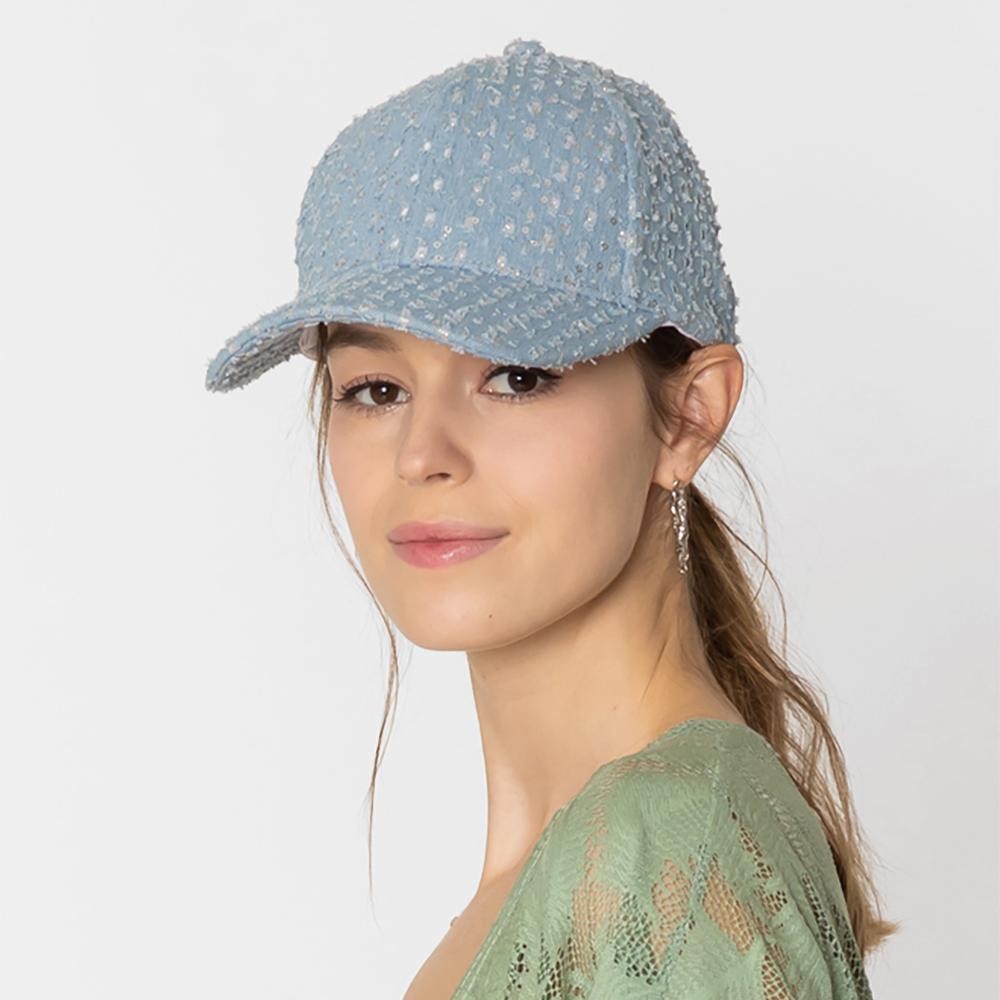 Do Everything In Love Distressed Sequin Baseball Cap - One Size Fits Most - 100% Cotton view 2