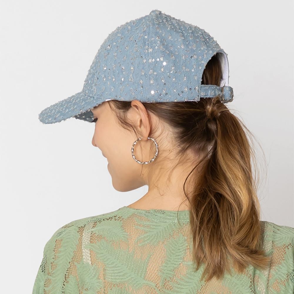 Do Everything In Love Distressed Sequin Baseball Cap - One Size Fits Most - 100% Cotton view 6