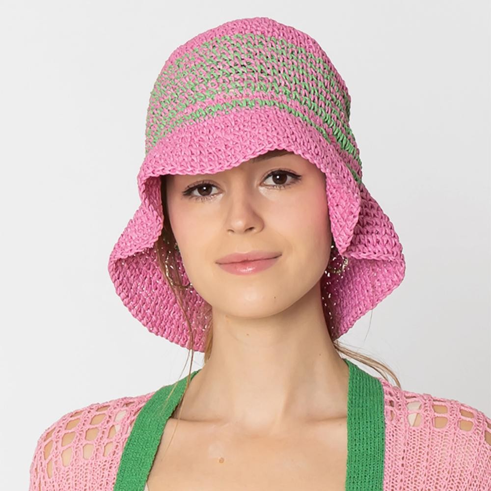 Do Everything In Love Woven Straw Bucket Hat With Thin Stripe Details - One Size Fits Most - 100% Paper view 2