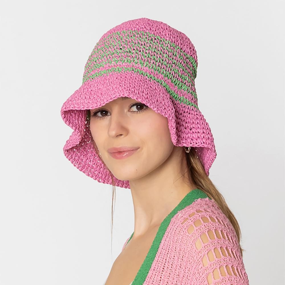 Do Everything In Love Woven Straw Bucket Hat With Thin Stripe Details - One Size Fits Most - 100% Paper view 4