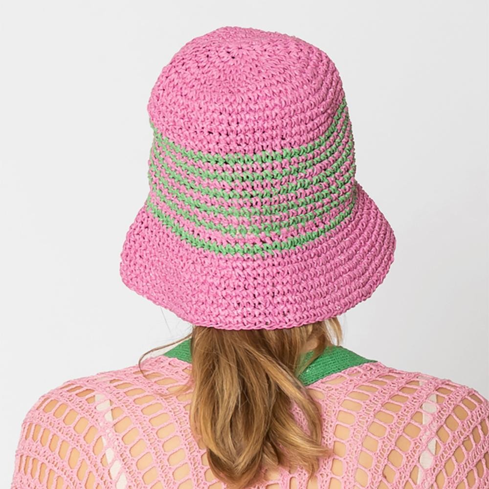 Do Everything In Love Woven Straw Bucket Hat With Thin Stripe Details - One Size Fits Most - 100% Paper view 6