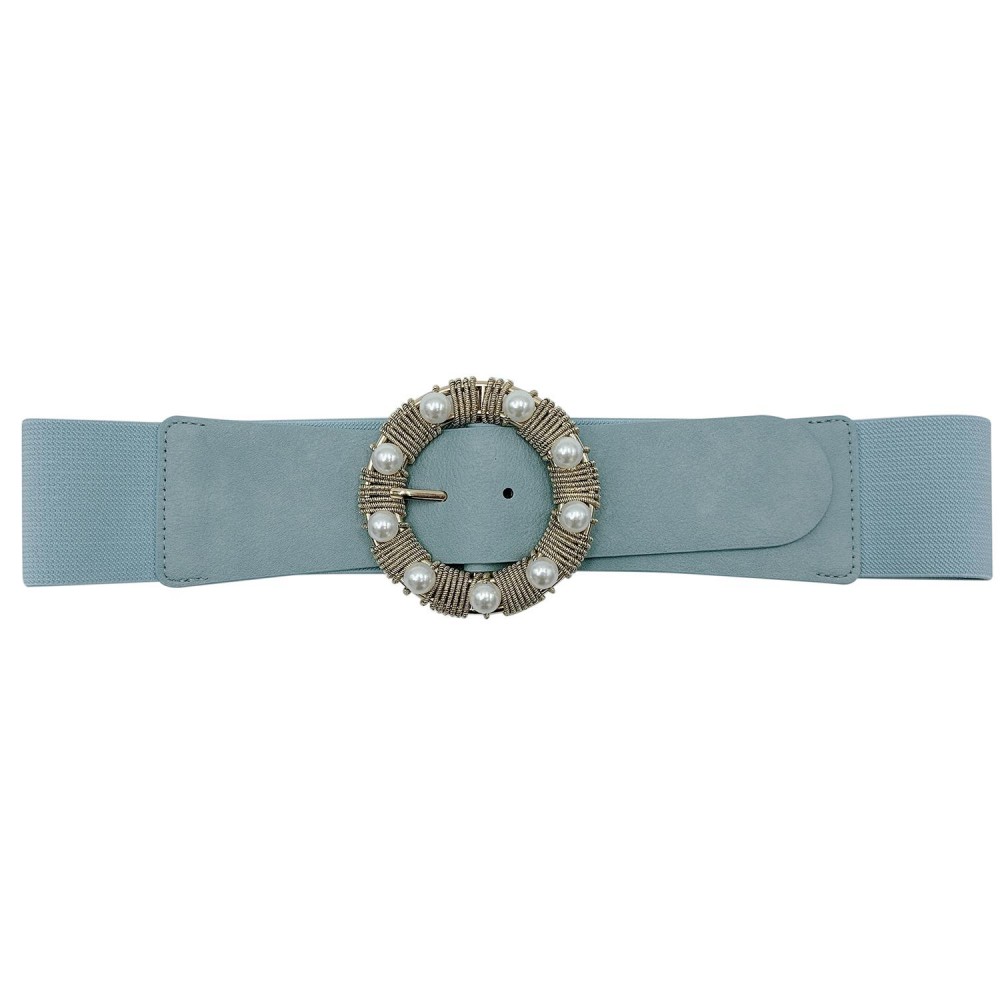 Do Everything In Love Elastic Braided Belt With Metal Rope Wrapped Pearl Buckle - Approximately 35.4" L X 2.4" W - 70% Elastic 30% PU view 2