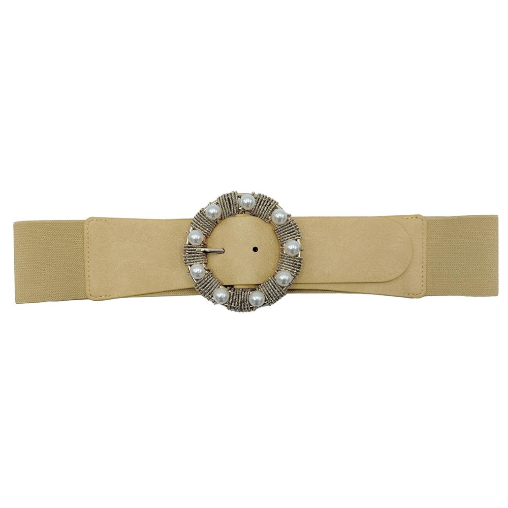 Do Everything In Love Elastic Braided Belt With Metal Rope Wrapped Pearl Buckle - Approximately 35.4" L X 2.4" W - 70% Elastic 30% PU view 2