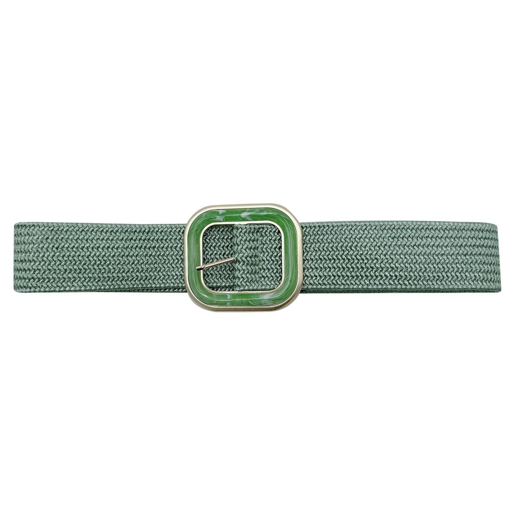 Do Everything In Love Elastic Braided Belt With Marble Resin Buckle - Approximately 35.4" L X 2.4" W - 70% Elastic 30% PU view 2
