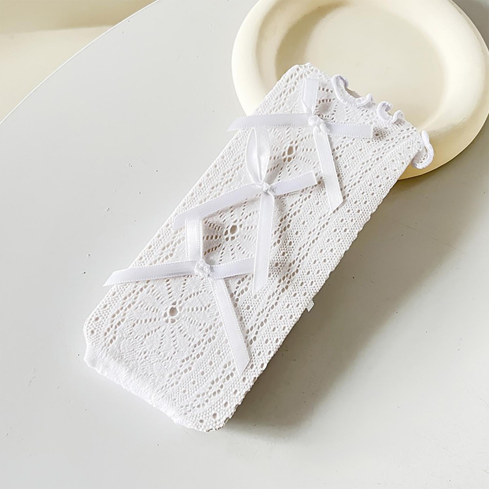 Lace Ruffle Top Socks With Bow Details - One Size Fits Most (Sizes Adult 6-8) view 2