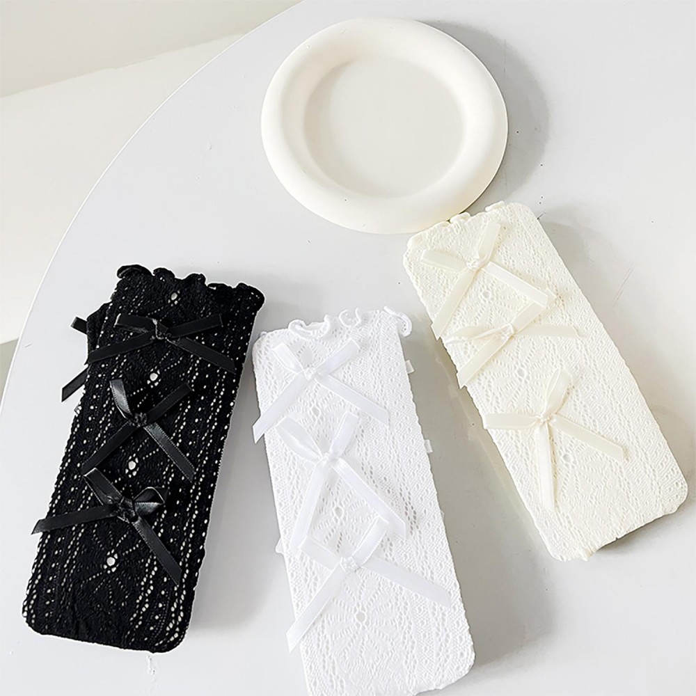 Lace Ruffle Top Socks With Bow Details - One Size Fits Most (Sizes Adult 6-8) view 4