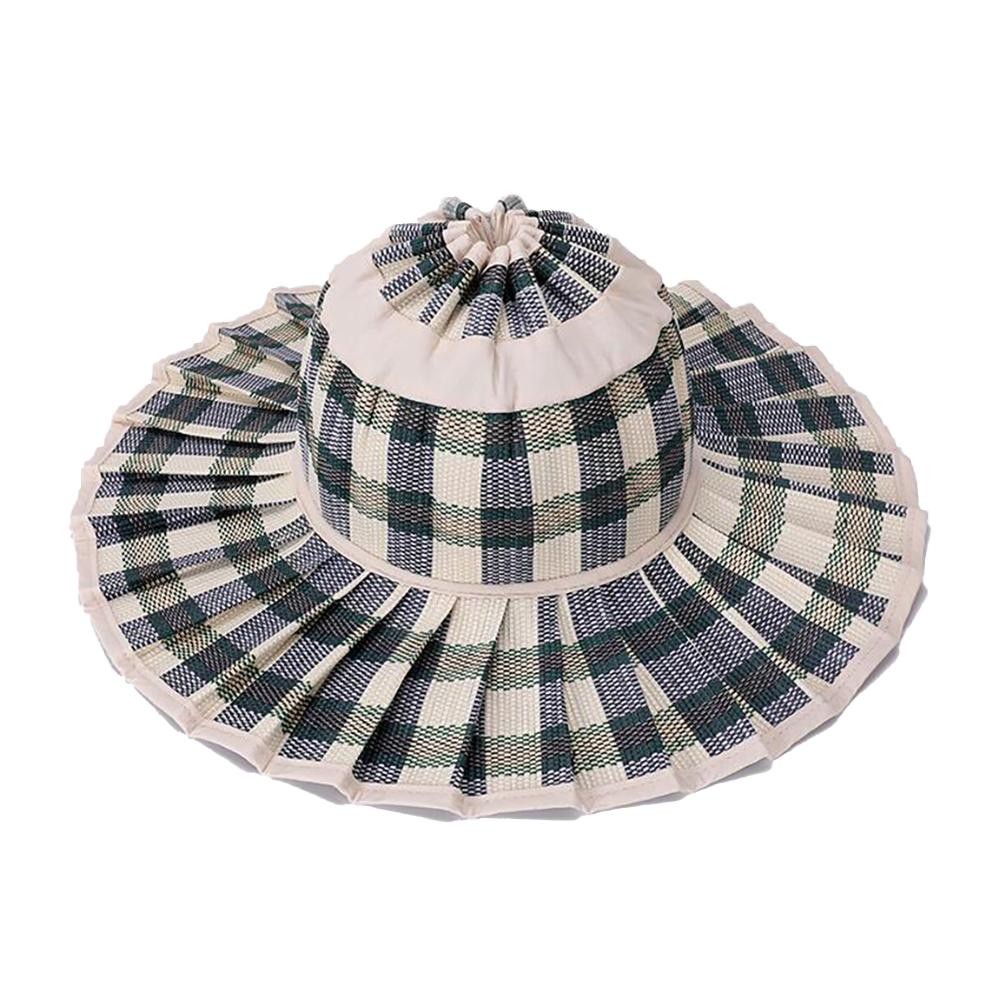 Foldable Pleated Straw Sun Hat - Inner Drawstring Chin Fastener view 2
