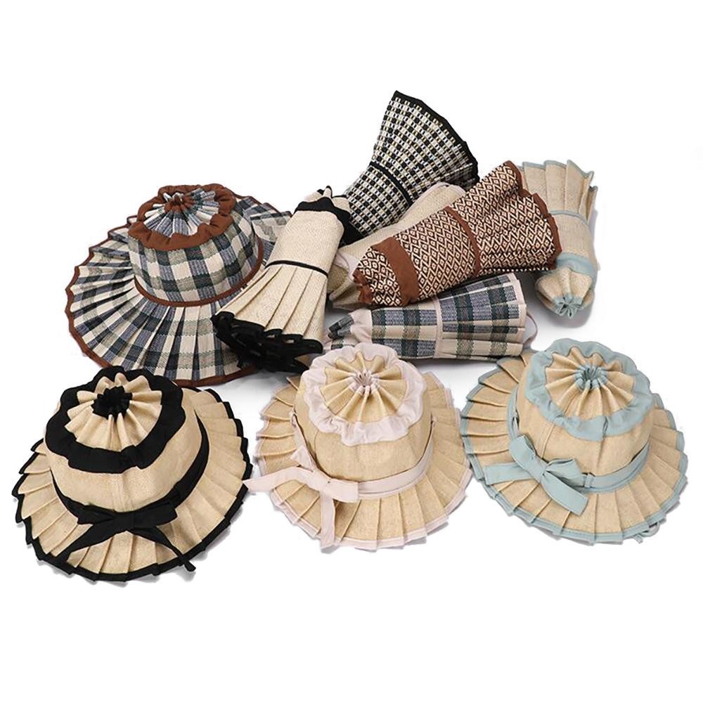 Foldable Pleated Straw Sun Hat - Inner Drawstring Chin Fastener view 4
