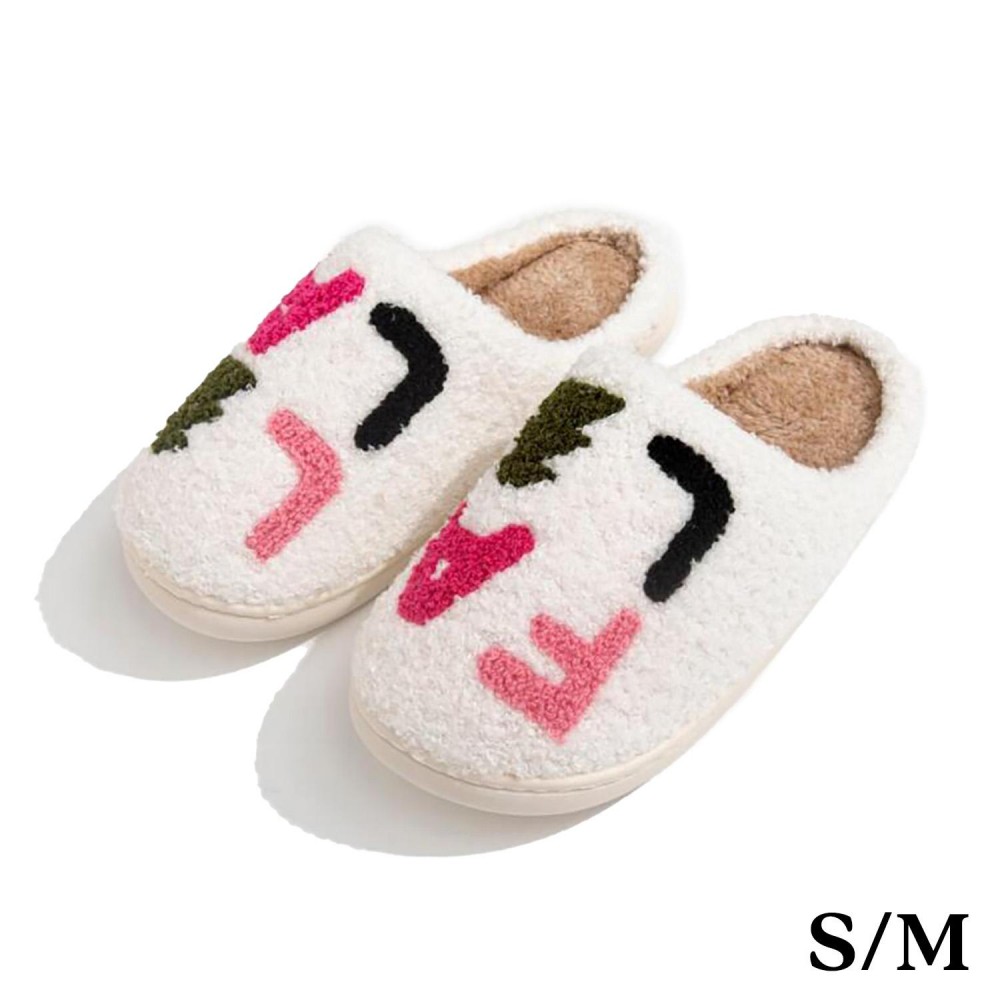 Plush 'Fa-La-La-La' Slide On Slippers - US Women's Size: S/M (6-8) M/L (8-10) - 100% Polyester - Rubber Sole view 2