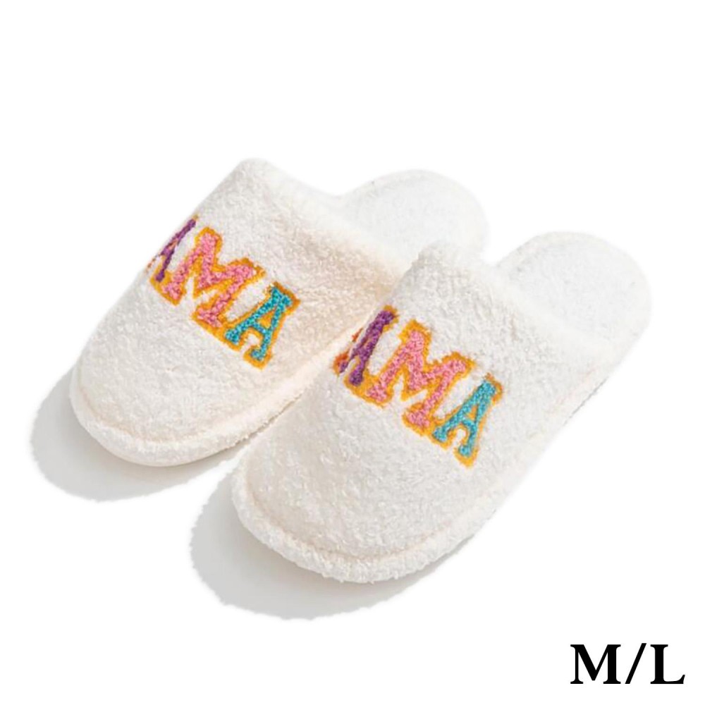 Plush 'Mama' Slide On Slippers - US Women's Size: S/M (6-8) M/L (8-10) - 100% Polyester view 2