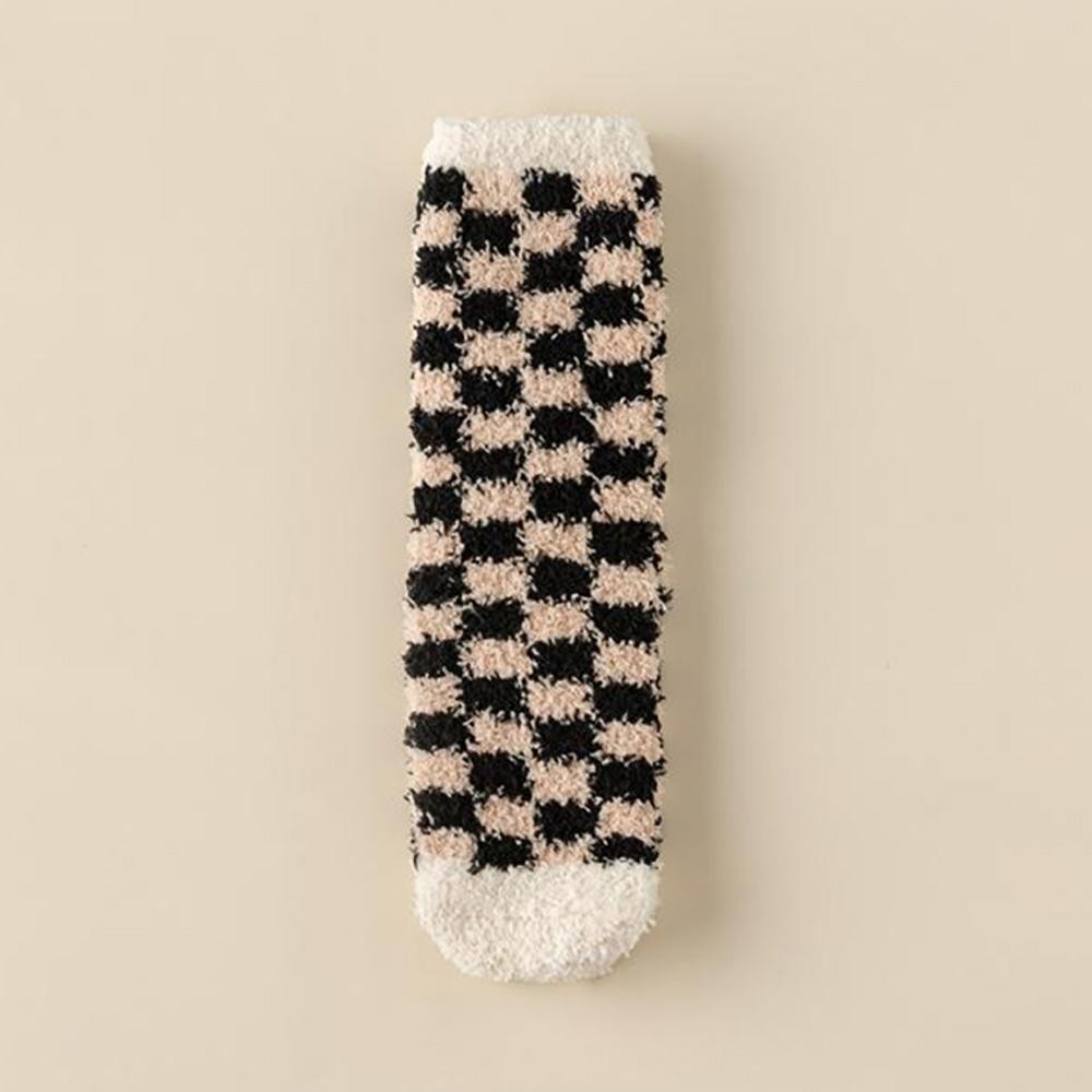 Soft Plush Knit Checker Socks (6-pack) - One Size Fits Most (Sizes Adult 6-11) - Assorted Colors - 100% Poly Microfiber view 4