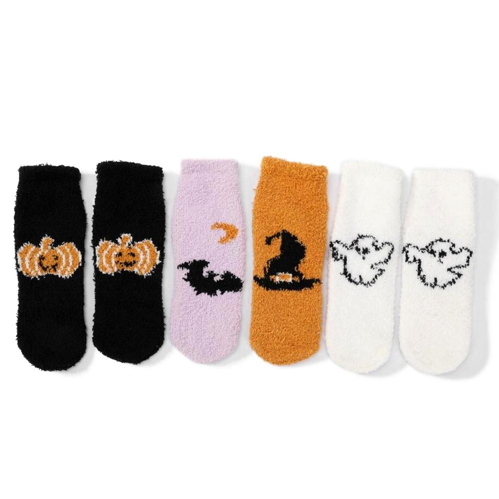 Soft Plush Knit Halloween Socks (6-pack) - One Size Fits Most (Sizes Adult 6-11) - Assorted Colors - 100% Poly Microfiber view 2