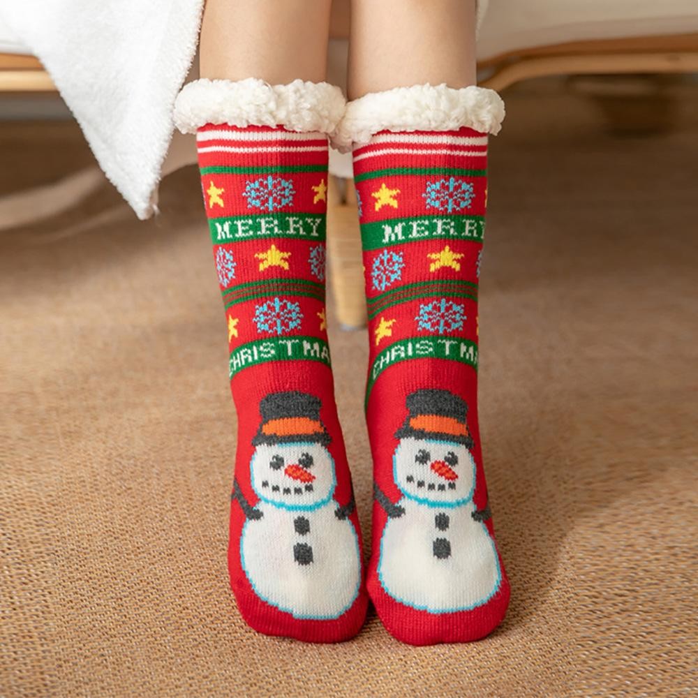 Assorted Christmas Sherpa Socks (6-pack) - Sherpa Lined - Rubber Dot Traction Bottom - One Size Fits Most - 50% Acrylic / 50% Polyester view 4