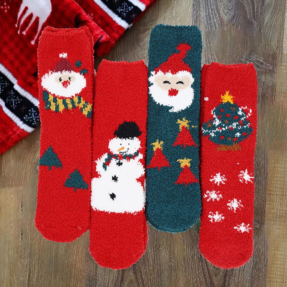 Soft Christmas Knit Crew Socks (12-Pack) - One Size Fits Most (Sizes 6-11) - Assorted Colors/Designs - 100% Polyester Pack Breakdown: Assorted-12 view 2