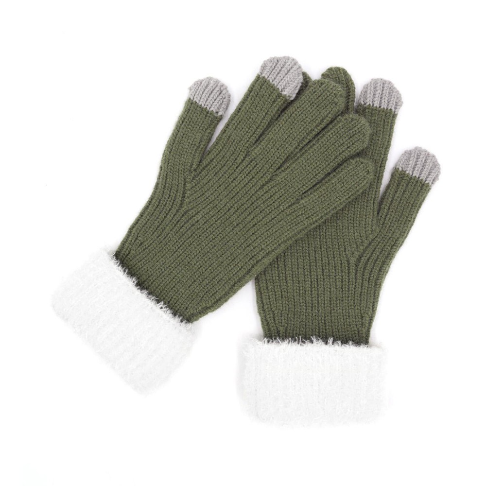 Soft Knit Gloves With Sherpa Cuff Detail - Touch Screen Compatible - One Size Fits Most - 100% Polyester view 2