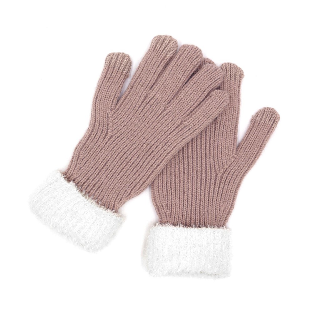 Soft Knit Gloves With Sherpa Cuff Detail - Touch Screen Compatible - One Size Fits Most - 100% Polyester view 2