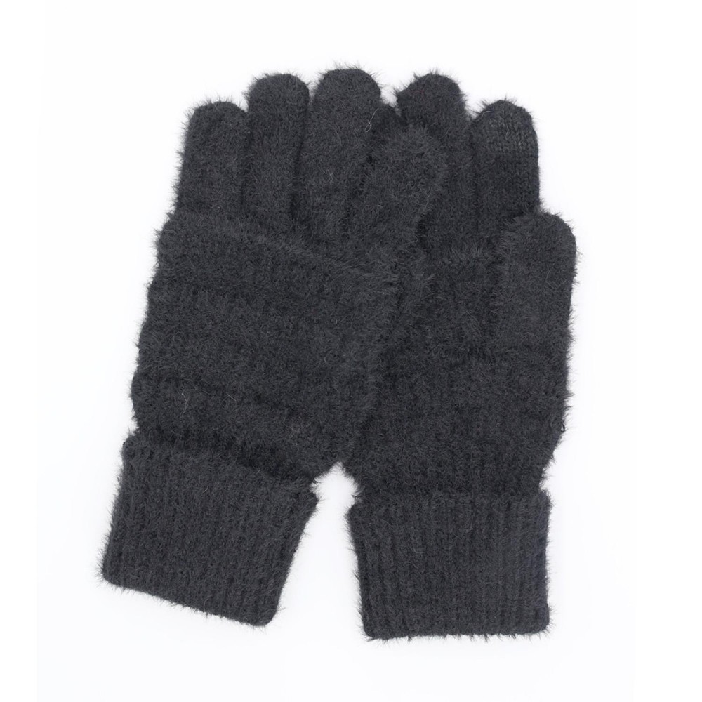 Fluffy Faux Fur Knit Gloves - Touch Screen Compatible - One Size Fits Most - 100% Polyester view 2