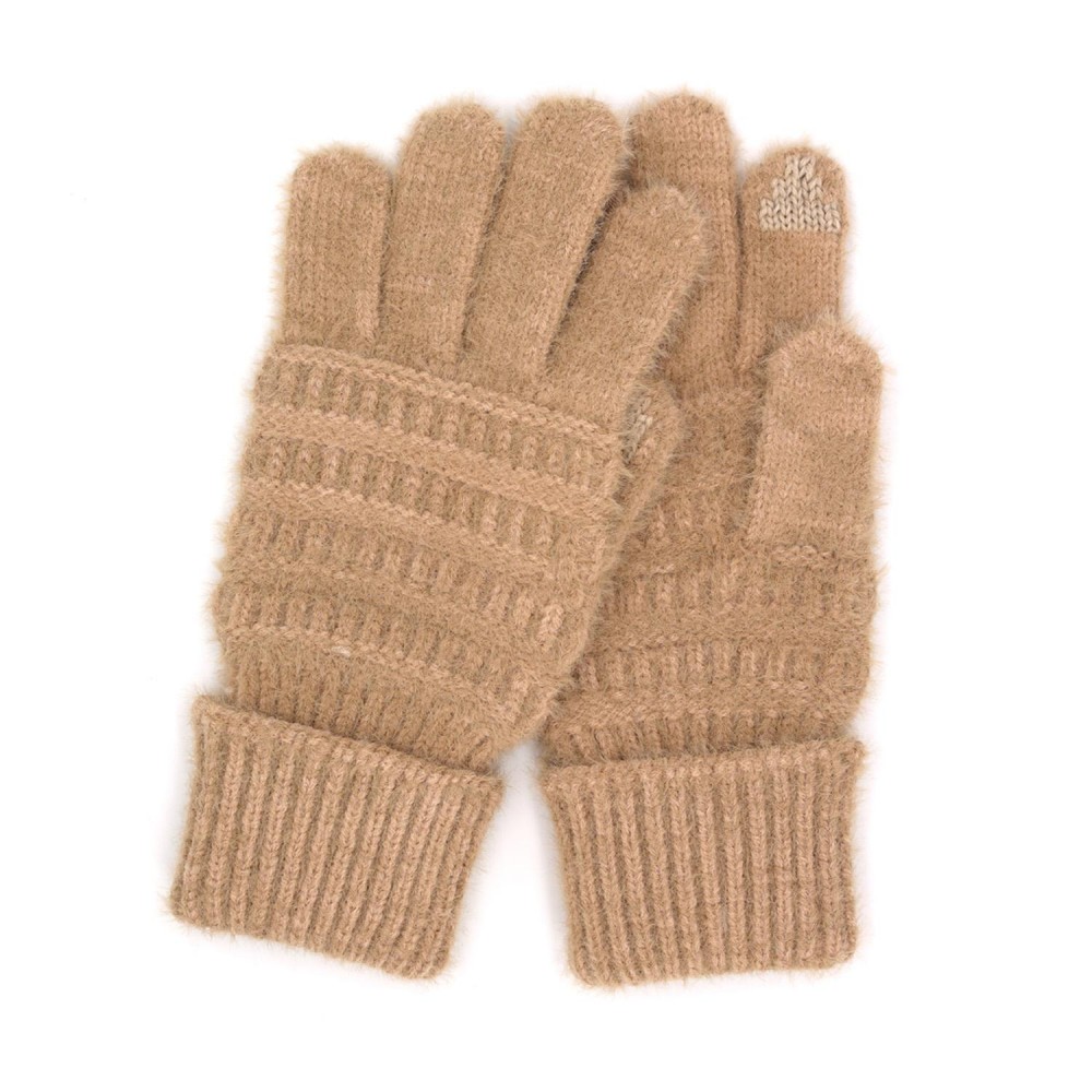 Fluffy Faux Fur Knit Gloves - Touch Screen Compatible - One Size Fits Most - 100% Polyester view 2