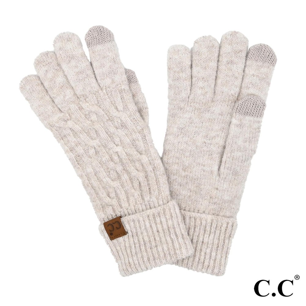 C.C GLE0110 Chain Link Cable Gloves - One Size Fits Most - Touchscreen Compatible - 65% Recycled Polyester / 13% Nylon / 13% Acrylic / 6% Wool / 3% Spandex view 2