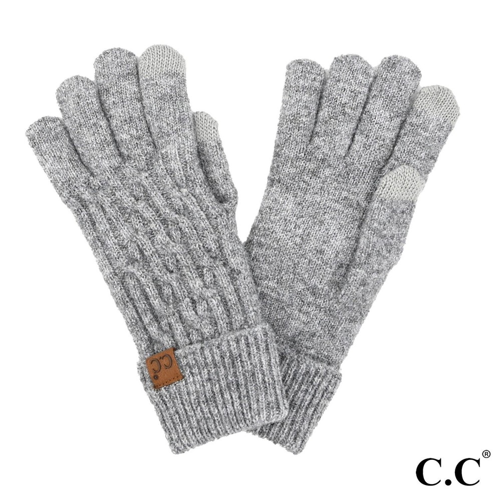 C.C GLE0110 Chain Link Cable Gloves - One Size Fits Most - Touchscreen Compatible - 65% Recycled Polyester / 13% Nylon / 13% Acrylic / 6% Wool / 3% Spandex view 2