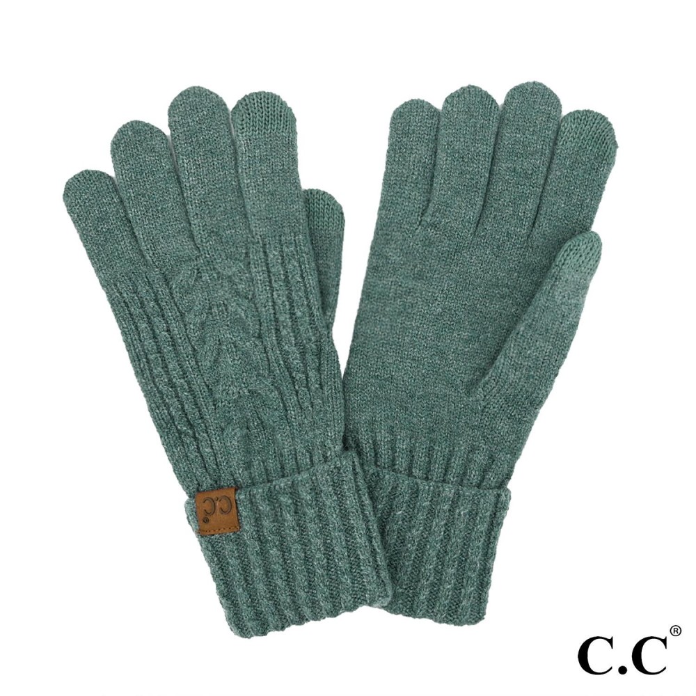 C.C GLE0122 Cable Knit Gloves - One Size Fits Most - Touchscreen Compatible - 47% Rayon / 31% Polyester / 22% Nylon view 2