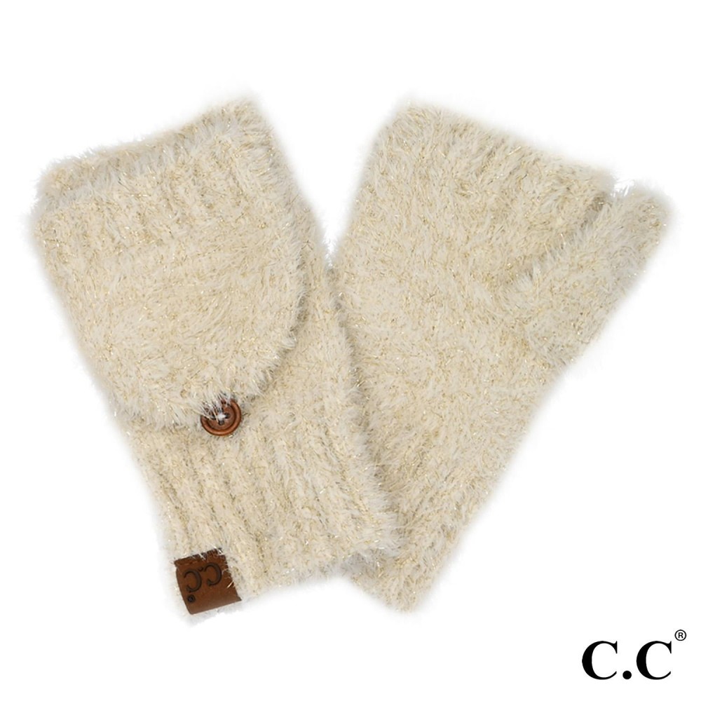 C.C MTC-0118 Metallic Eyelash Mitten - One Size Fits Most - 81% Nylon / 11% Polyester / 8% Metallic view 2