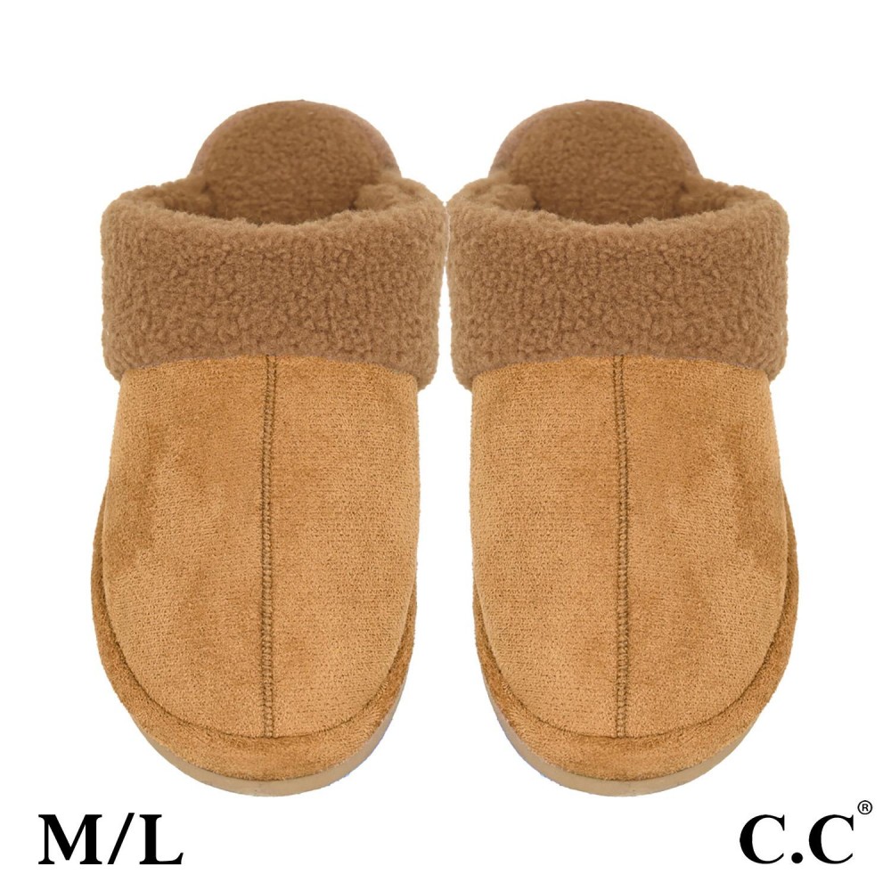 C.C SPE0005 Faux Suede Sherpa Slippers - US Women's Size: S/M (6-8) M/L (8-10) - Shell: 100% Polyester - Faux Fur: 100% Polyester view 2