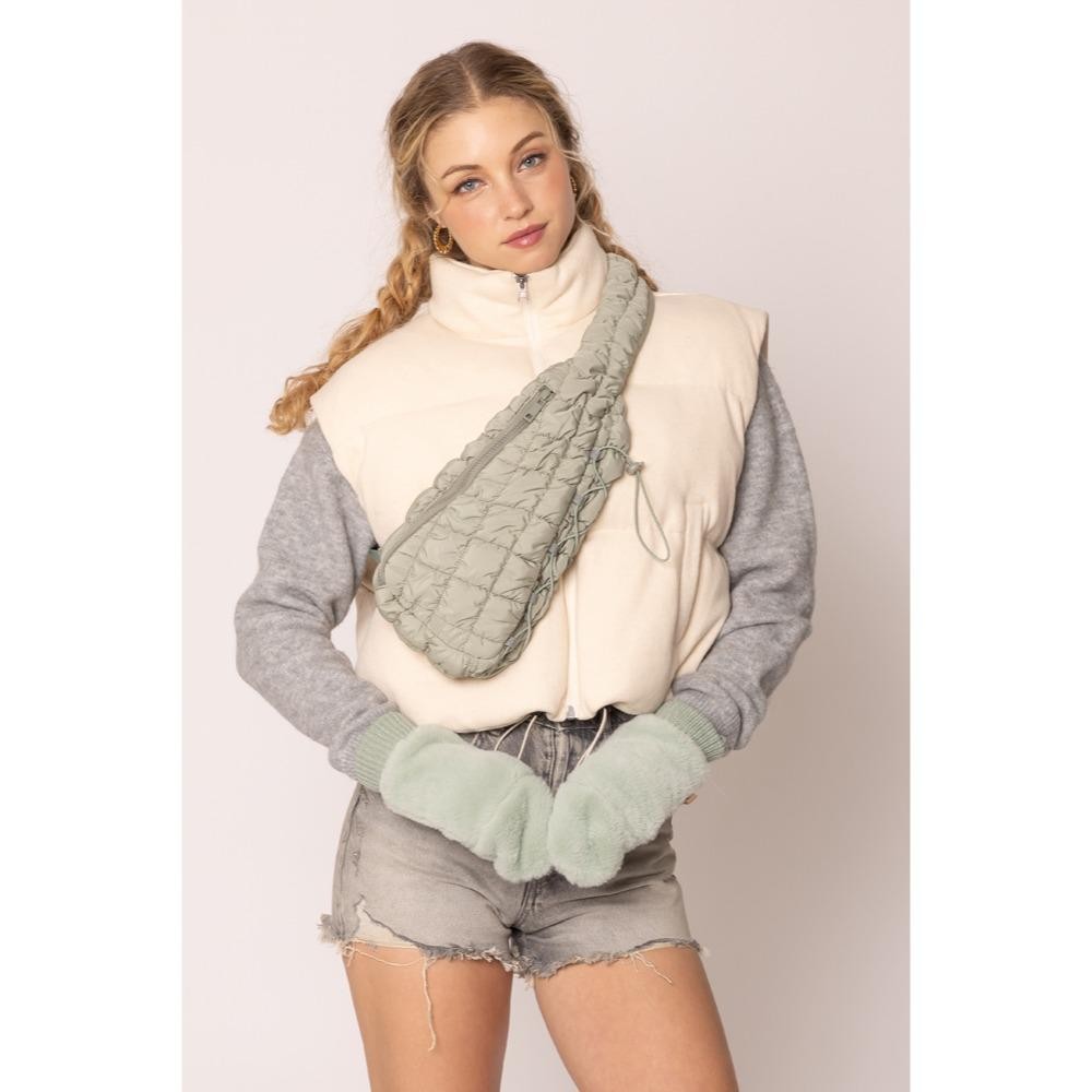 Do Everything In Love Faux Fur Mittens - Touch Screen Compatible - Faux Fur Lining - One Size Fits Most - 100% Polyester view 4