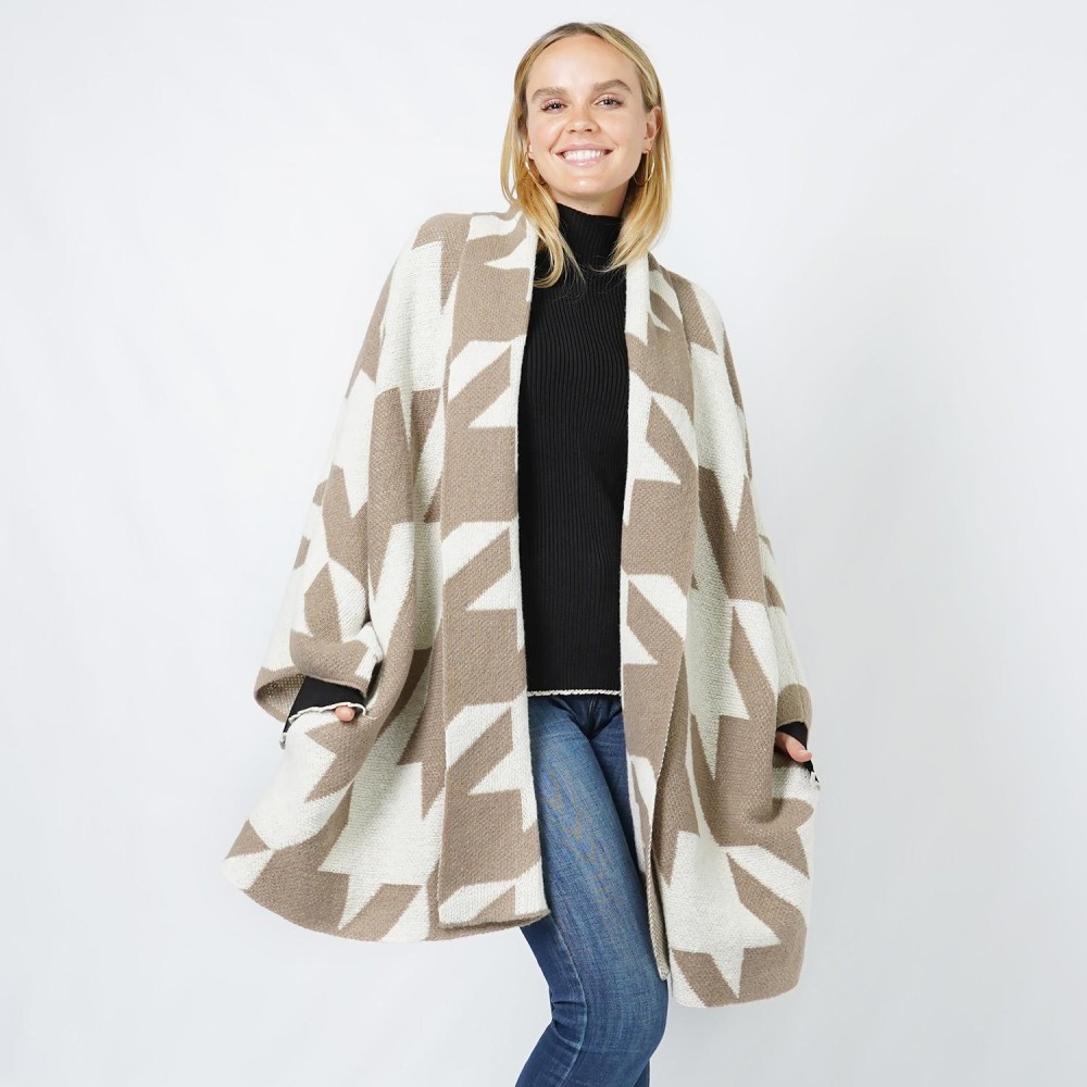 Knit Houndstooth Kimono - One Size Fits Most (0-14) - 100% Polyester view 4