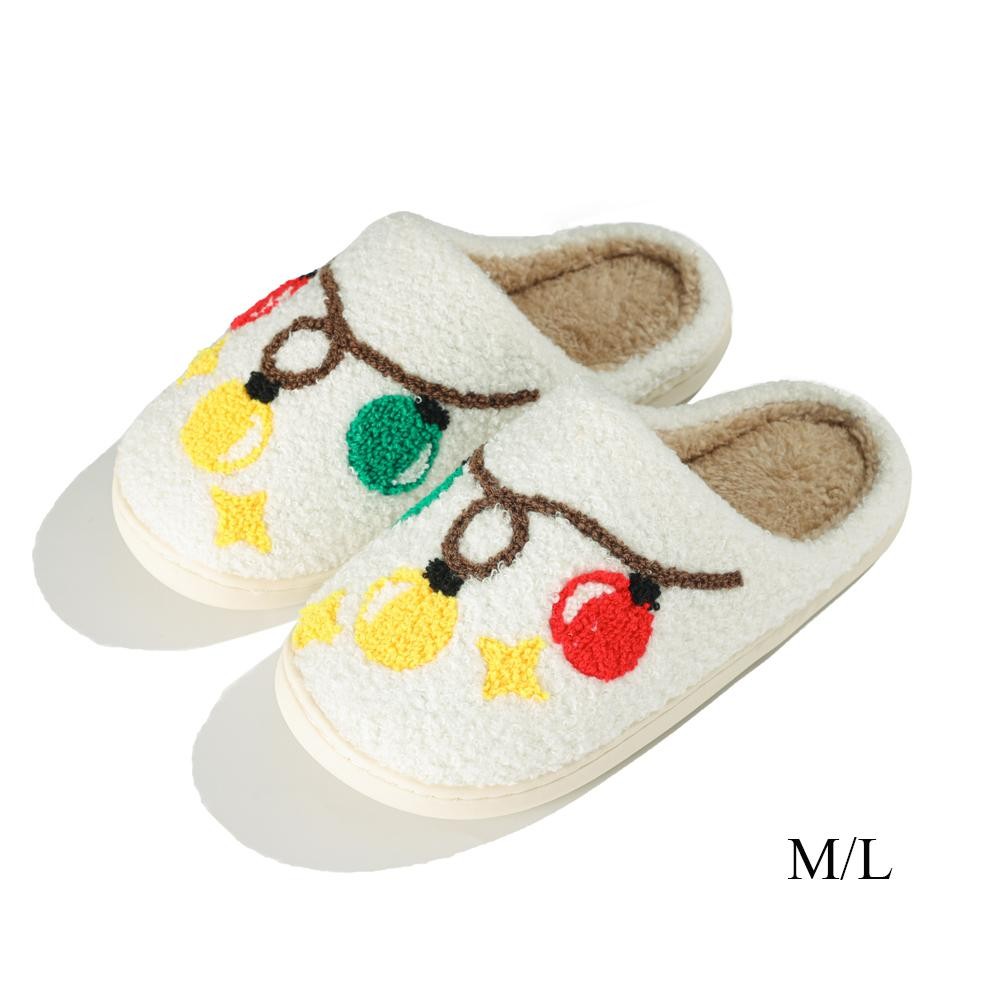Plush Christmas Lights Slide On Slippers - US Women's Size: S/M (6-8) M/L (8-10) - 100% Polyester - Rubber Sole view 2