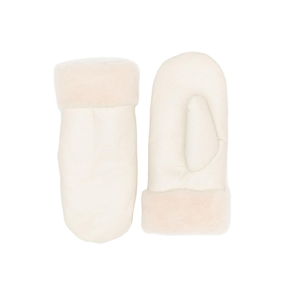 Vegan Leather Mittens With Faux Fur Wrist Cuff - Touch Screen Compatible - Fuzzy Lining - One Size Fits Most - 50% Polyester 50% PU view 2