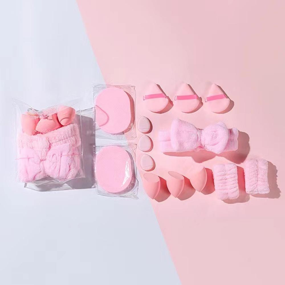 Beauty Blender Set Includes - Terry Cloth Head Band & Face Wash Wristbands - 3 Beauty Blenders - 3 Powder Puffs - 3 Finger Powder Puffs - 2 Makeup Remover Saturated Sponges view 2