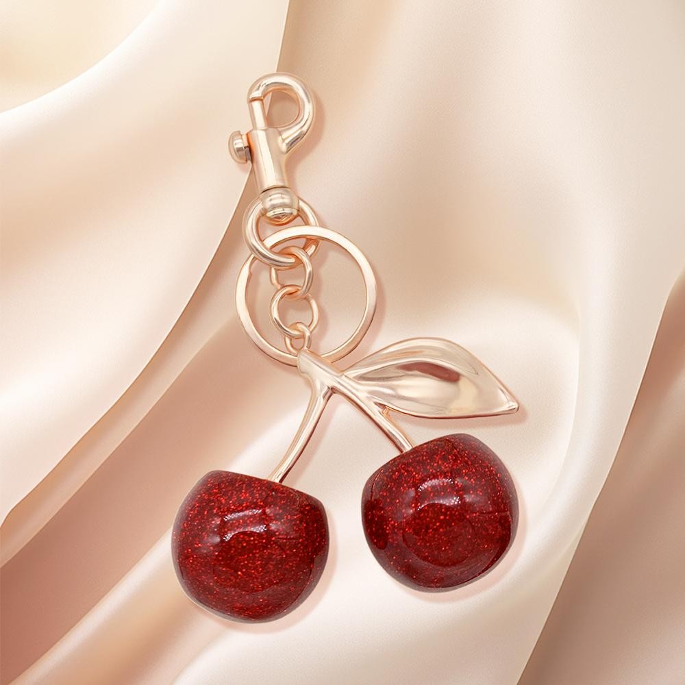 Glitter Cherries Key Ring - Approximately 5" L view 2