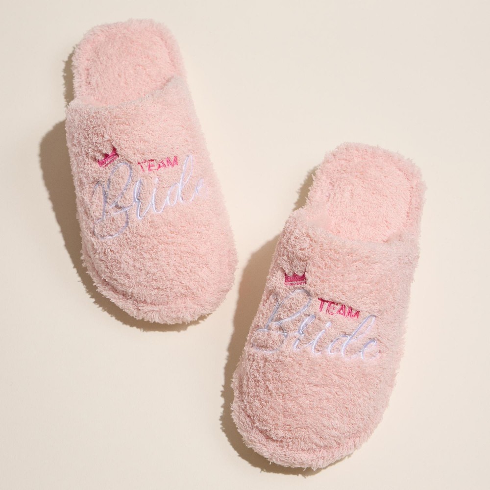 "Team Bride" & Crown Embroidered Terry Cloth Slippers (6-Pack) - Rubber Cole - 50% Cotton, 50% Polyester view 4