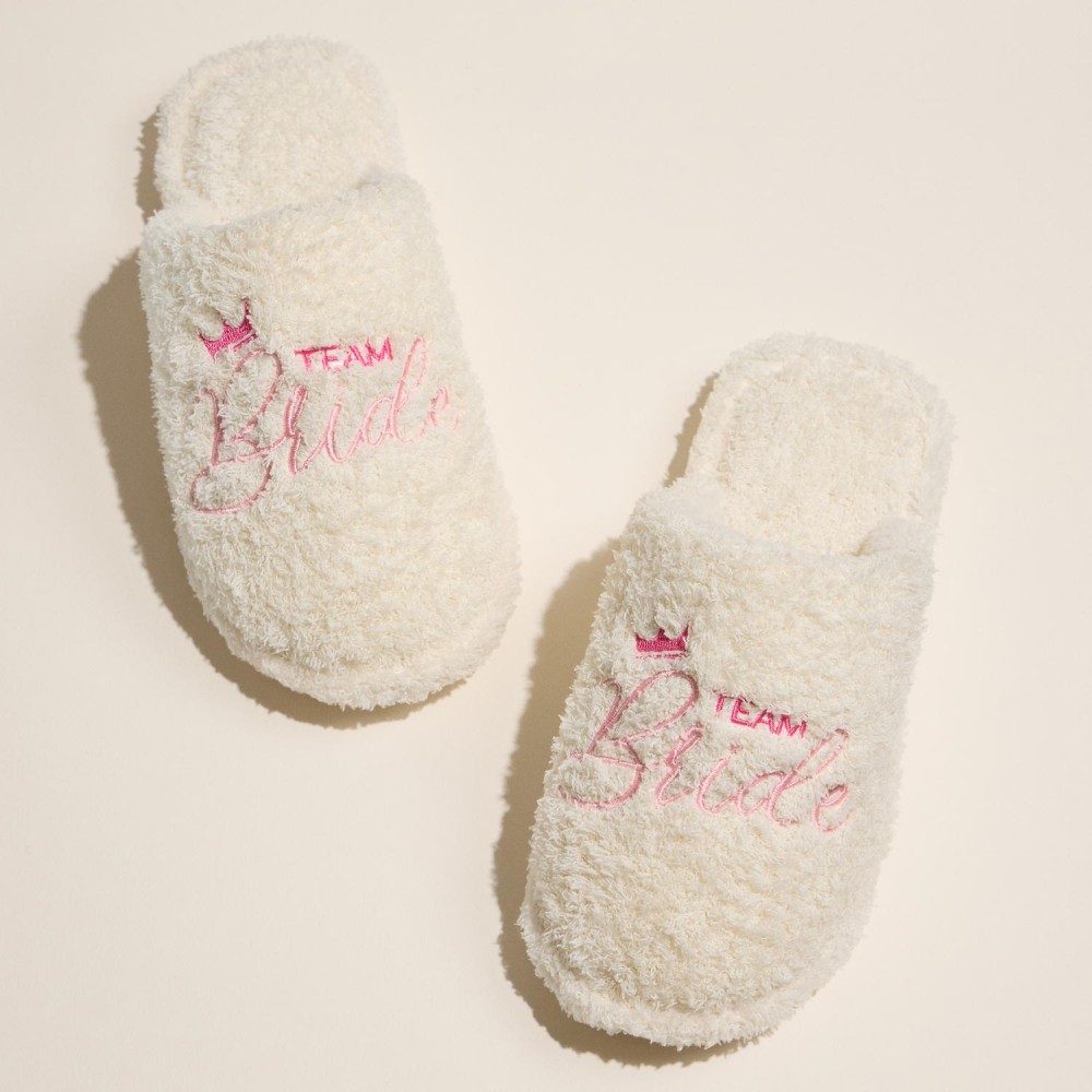 "Team Bride" & Crown Embroidered Terry Cloth Slippers (6-Pack) - Rubber Cole - 50% Cotton, 50% Polyester view 4