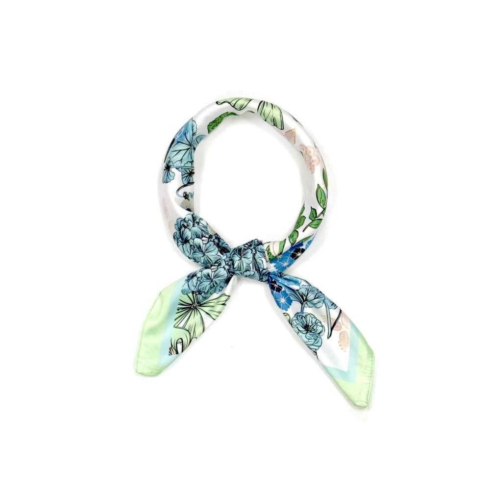 Floral Print Bandana Scarf - Multi-Use: Scarf, Bandana, Bag Tie ETC - Approximately 27.5"L X 27.5"W - 100% Polyester view 2