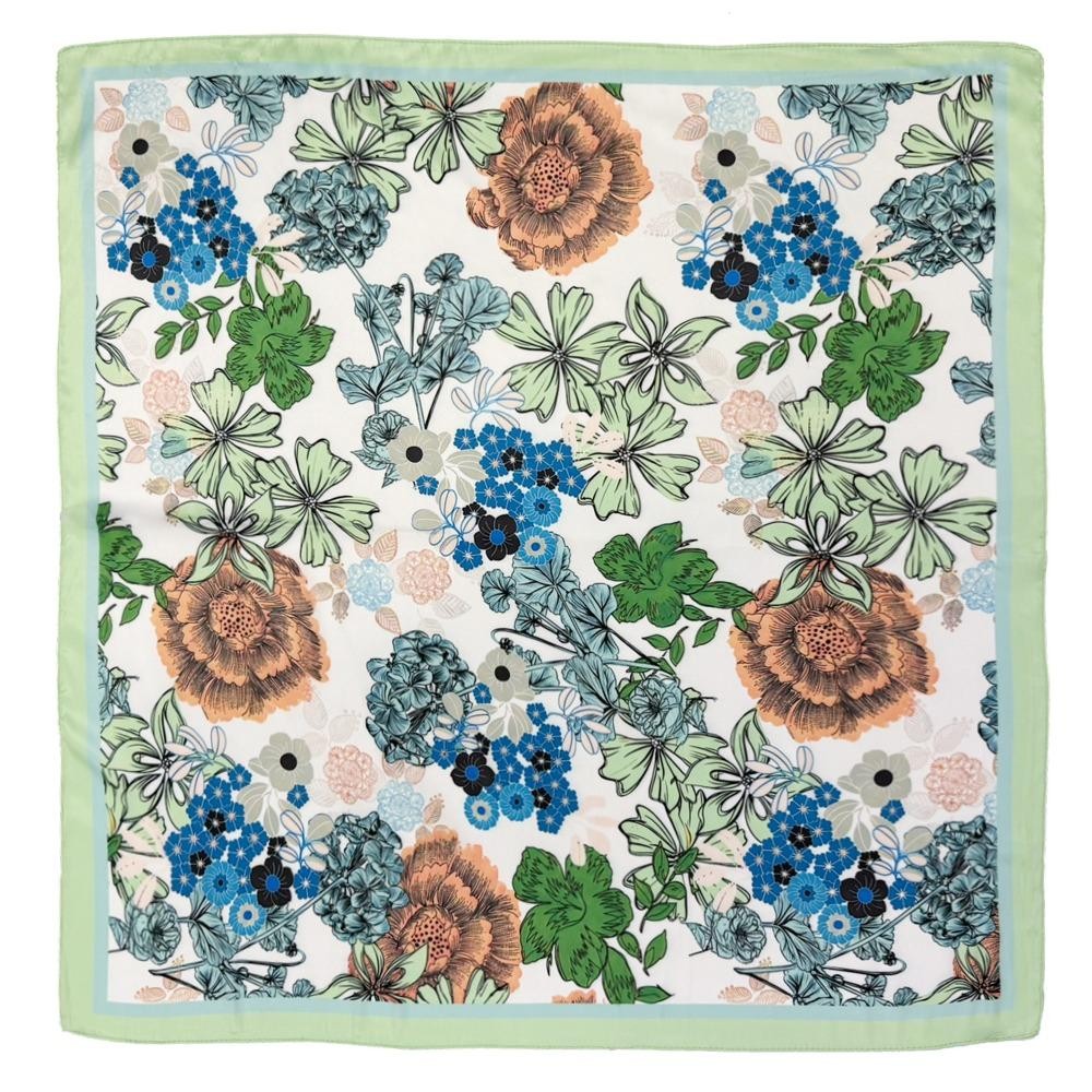 Floral Print Bandana Scarf - Multi-Use: Scarf, Bandana, Bag Tie ETC - Approximately 27.5"L X 27.5"W - 100% Polyester view 4