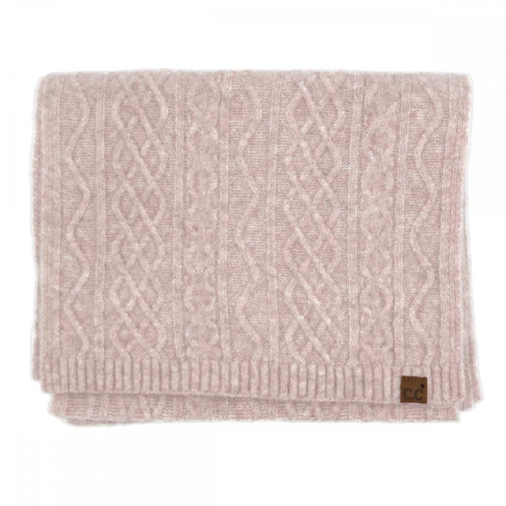 C.C SFC0037 Cable Knit Scarf - 50% Recycled Polyester / 15% Nylon / 25% Acrylic / 4% Spandex / 6% Wool - One Size view 2