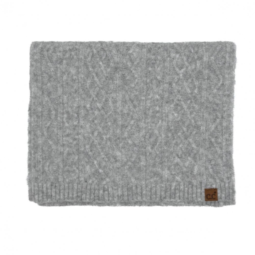 C.C SFC0037 Cable Knit Scarf - 50% Recycled Polyester / 15% Nylon / 25% Acrylic / 4% Spandex / 6% Wool - One Size view 2