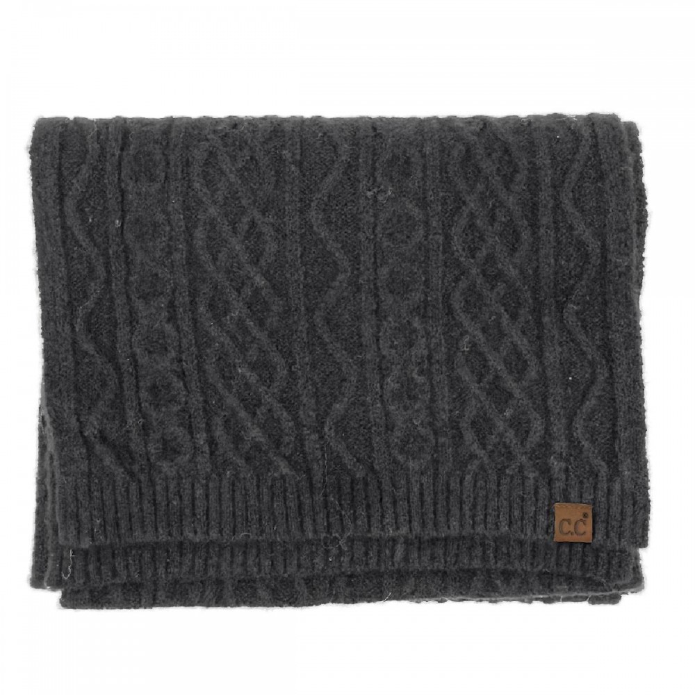 C.C SFC0037 Cable Knit Scarf - 50% Recycled Polyester / 15% Nylon / 25% Acrylic / 4% Spandex / 6% Wool - One Size view 2