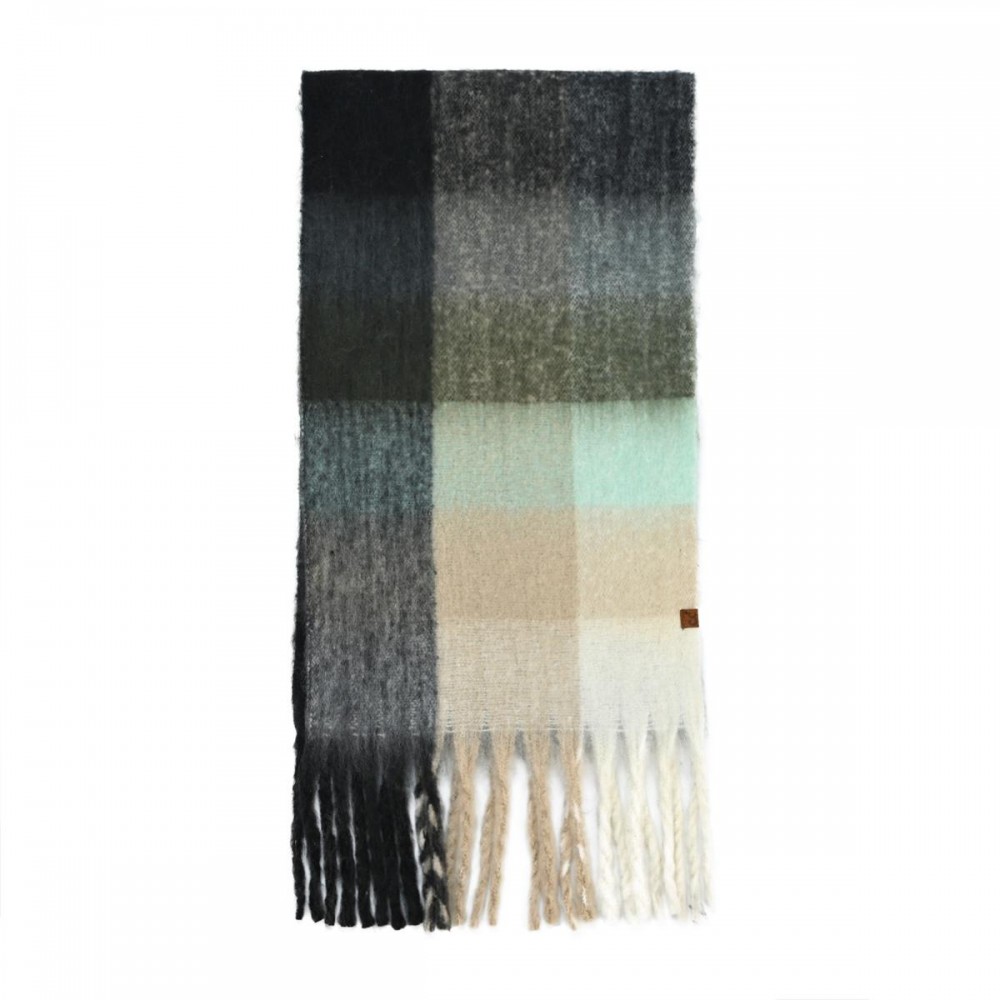 C.C SFC0125 Multi Color Check Pattern Woven Scarf - 100% Polyester - Approximately 15" W X 83" L view 2