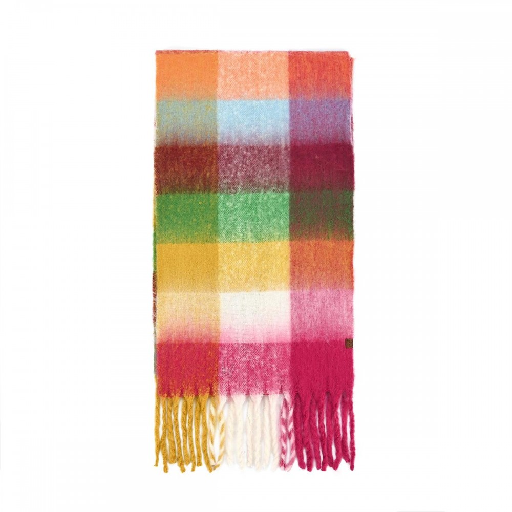 C.C SFC0125 Multi Color Check Pattern Woven Scarf - 100% Polyester - Approximately 15" W X 83" L view 2