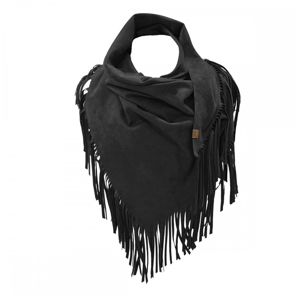 C.C SFC0134 Faux Suede Triangle Fringe Scarf - 95% Polyester / 6% Spabdex - One Size view 2