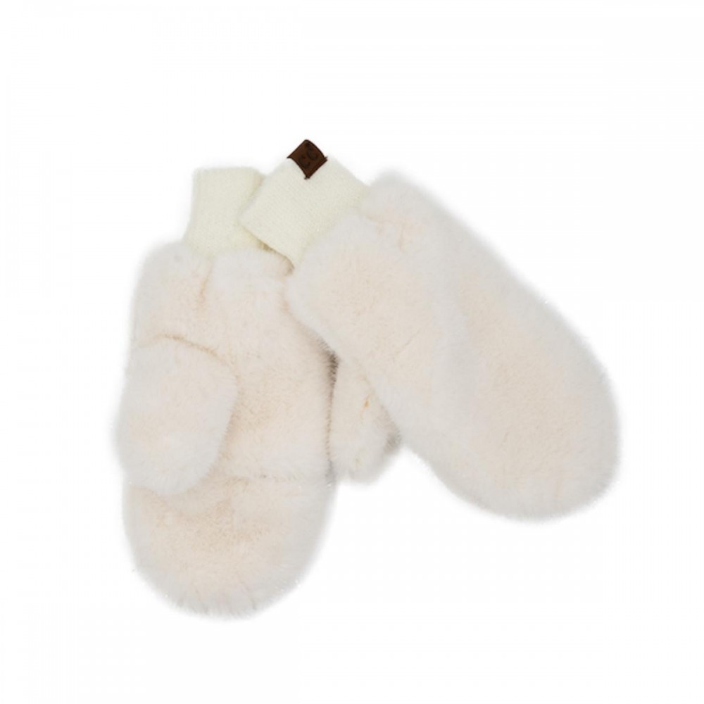 C.C MTE0169 Glitter Short Fur convertible Mitten Gloves - 100% Polyester - One Size view 2