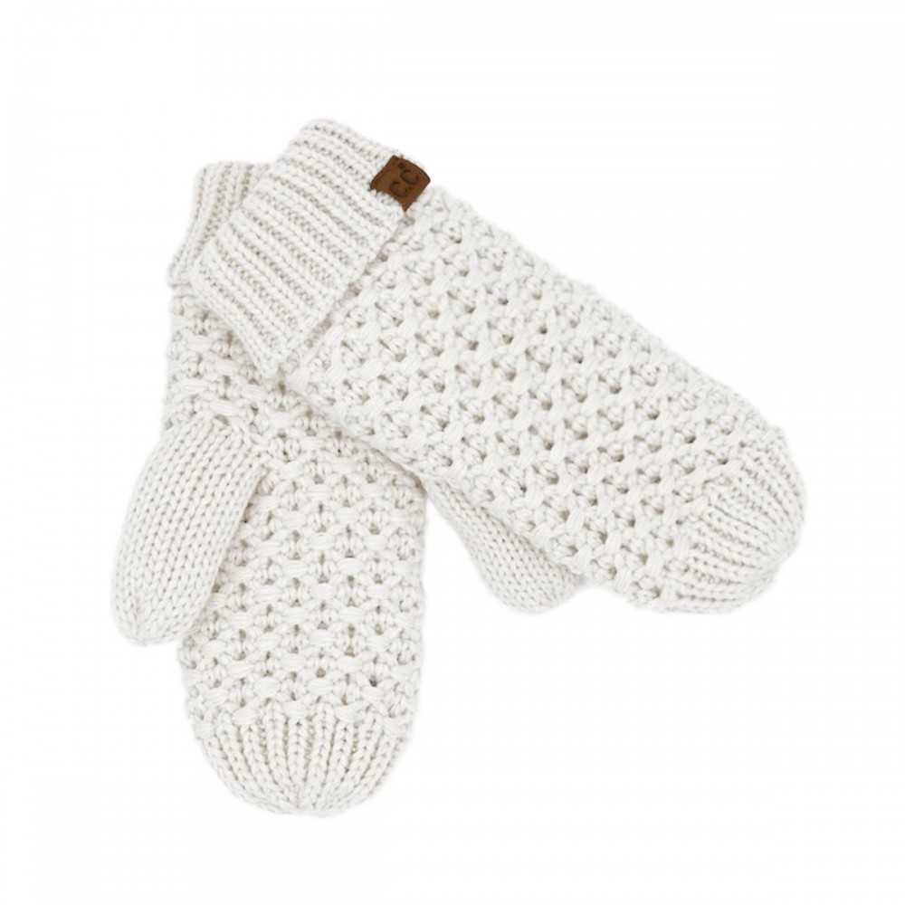 C.C MTE0172 Cross Cell Stitch Knit Mitten Gloves - 100% Acrylic - One Size view 2