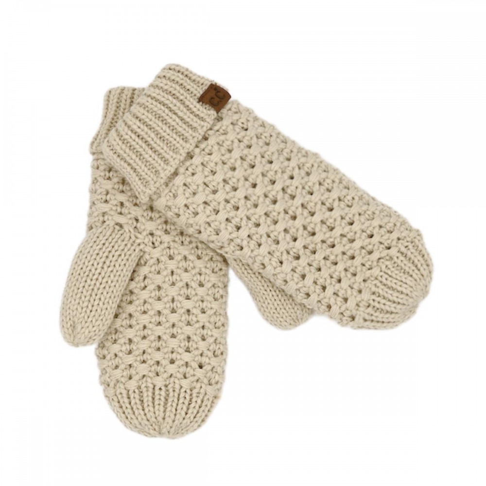 C.C MTE0172 Cross Cell Stitch Knit Mitten Gloves - 100% Acrylic - One Size view 2