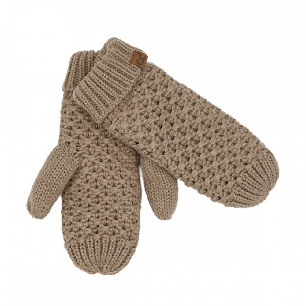 C.C MTE0172 Cross Cell Stitch Knit Mitten Gloves - 100% Acrylic - One Size view 2