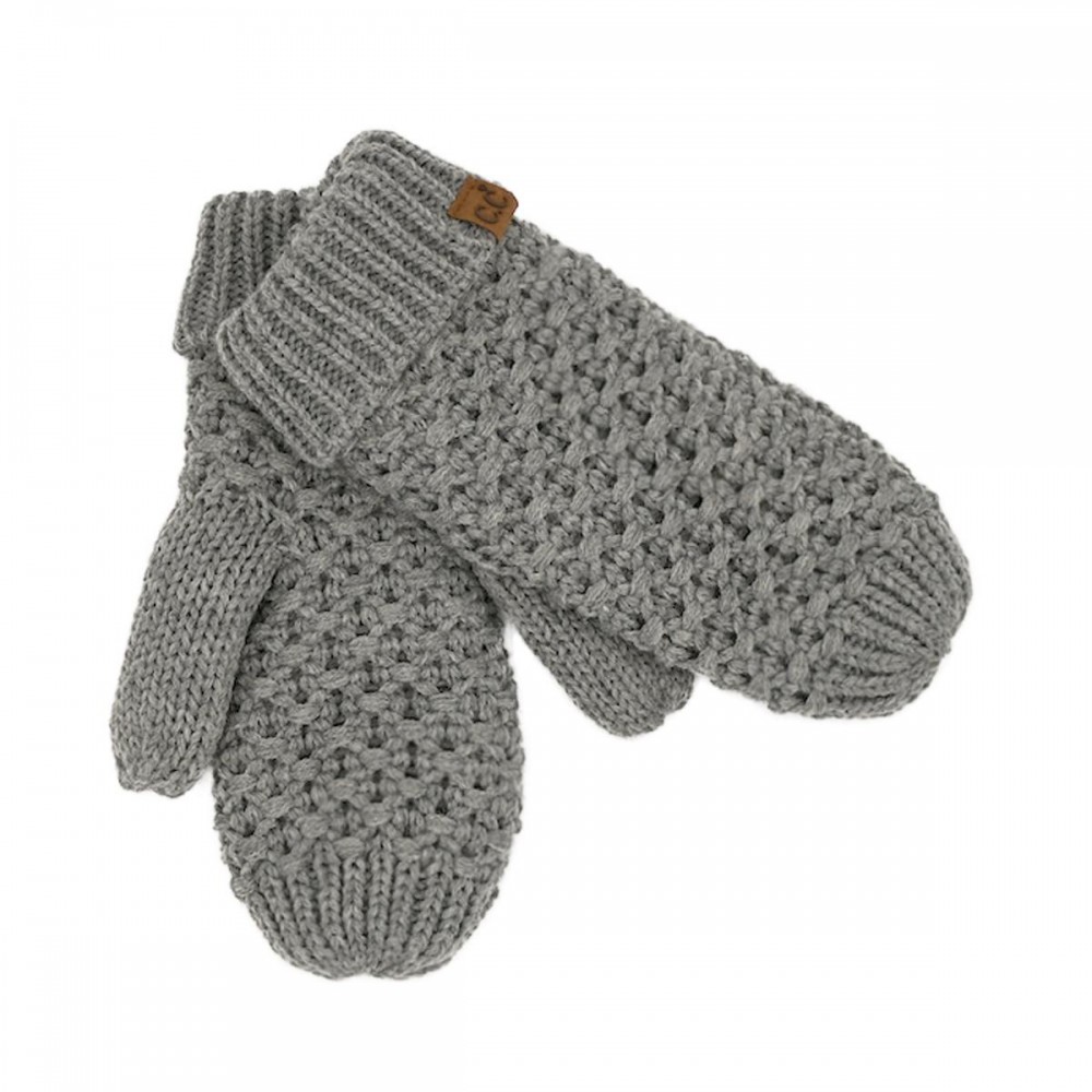 C.C MTE0172 Cross Cell Stitch Knit Mitten Gloves - 100% Acrylic - One Size view 2