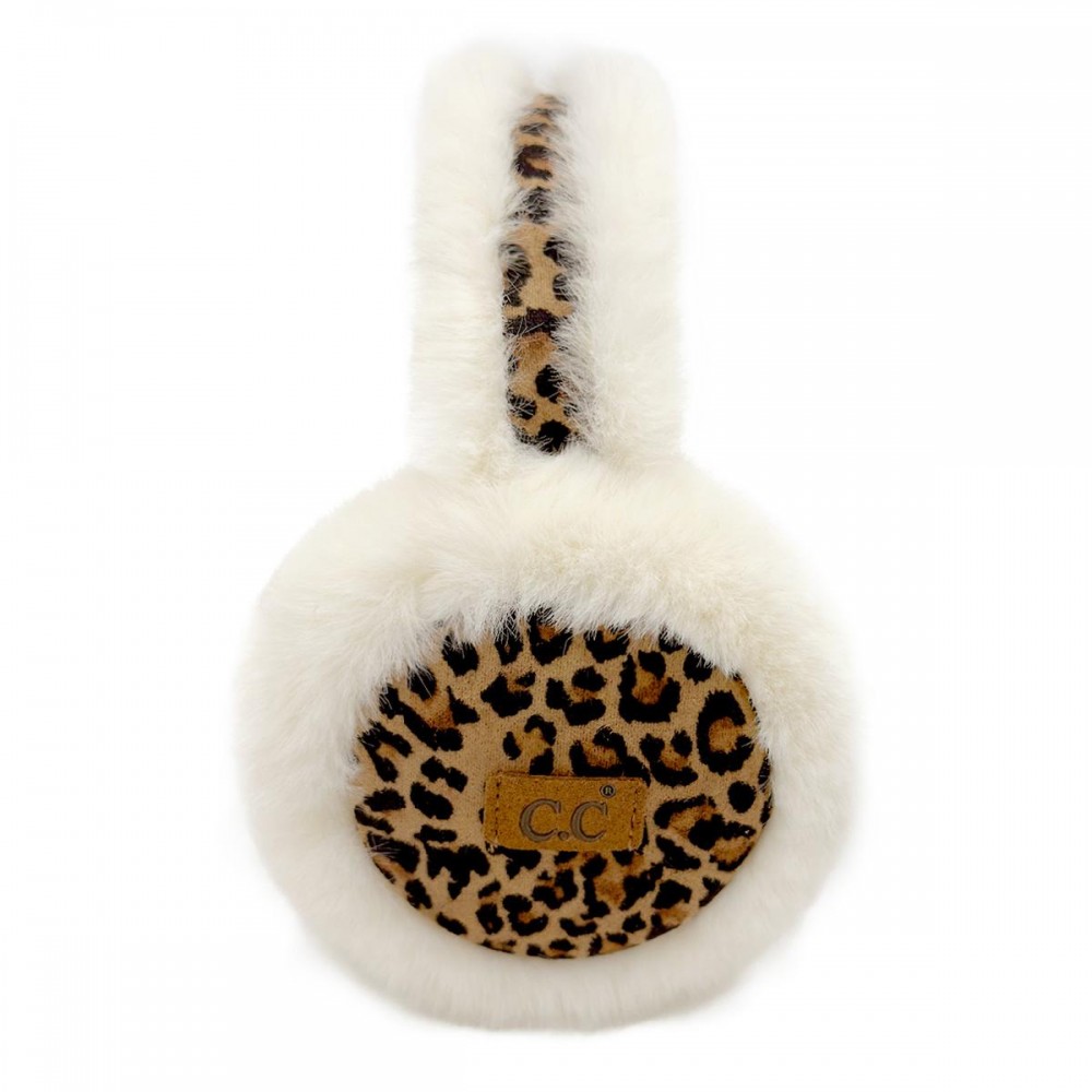 C.C EMC0130 Leopard Pattern Faux Suede & Faux Fur Earmuff - One Size Fits Most - Adjustable Band - 100% Polyester view 6
